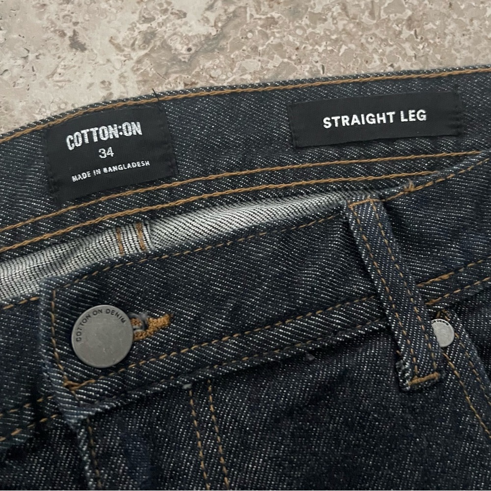 NWT Cotton On Beckley Straight Leg Jeans, Rinsed Indigo, Size 34 New w/Tag - Picture 5 of 9